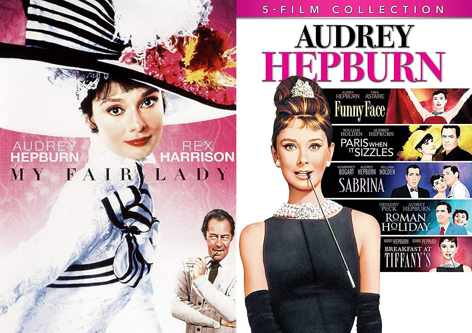 Lady Hepburn Movie Collection Audrey Sabrina + Paris When it Sizzles & Roman Holiday / Breakfast at Tiffany's / Funny Face + My Fair Lady Musical 6 Movie Romantic Classic Bundle Set