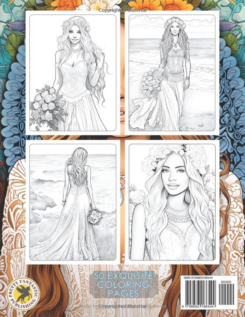 Boho Style Wedding Dresses - Fashion Coloring Book for Adults: Beautiful Models Wearing Bohemian Chic Bridal Gowns (Fashion Coloring for Teens & Adults)