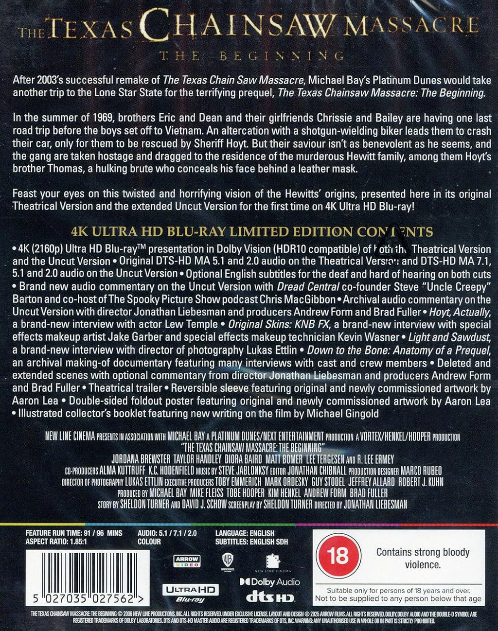 The Texas Chainsaw Massacre: The Beginning (Limited Edition, Reversible cover) [4K Ultra HD] [Region Free]