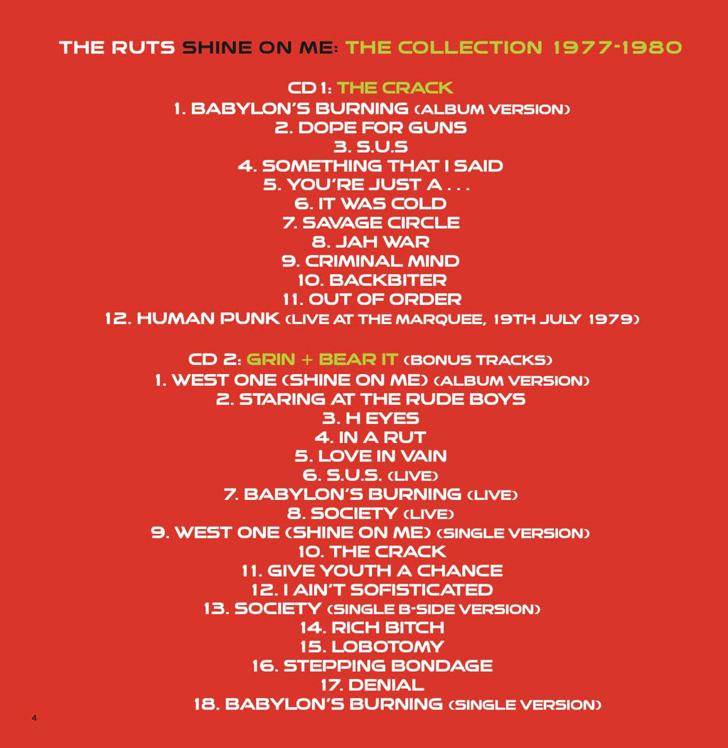 Ruts, Shine On Me: Shine on Me the Collection 1979-1980 - Deluxe Packaging
