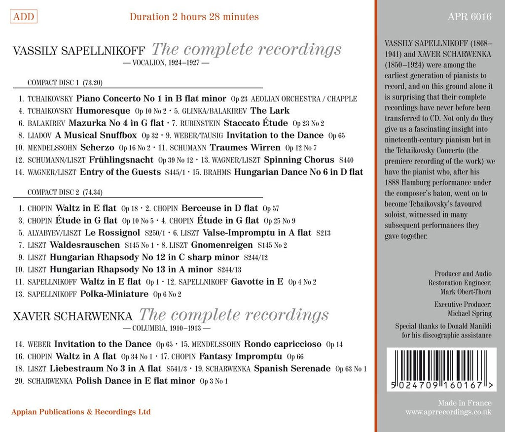 Vassily Sapellnikoff & Xaver Scharwenka: Comp. Rec