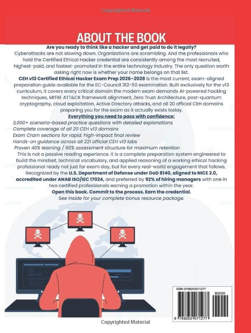 CEH v13 CERTIFIED ETHICAL HACKER EXAM PREP 2026–2028: Master Penetration Testing and Cybersecurity Skills with Practice Questions to Achieve EC-Council 312-50 Certification Success