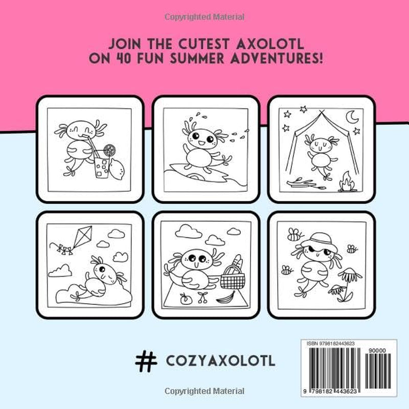 Cozy Axolotl: Summer Adventures: Bold and Easy Coloring Book with Cute Summer Scenes for Kids, Teens and Adults (Cozy Axolotl Coloring Book)