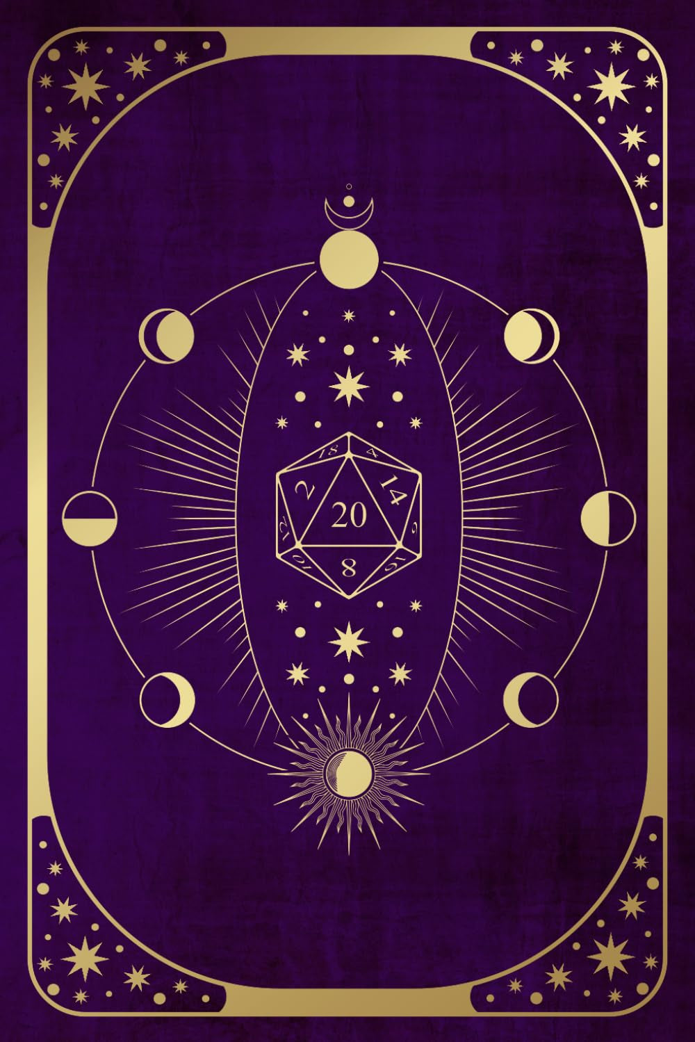 DND Character Journal and Campaign/Session 6x9 inch Notebook, Purple & Gold Star Cover
