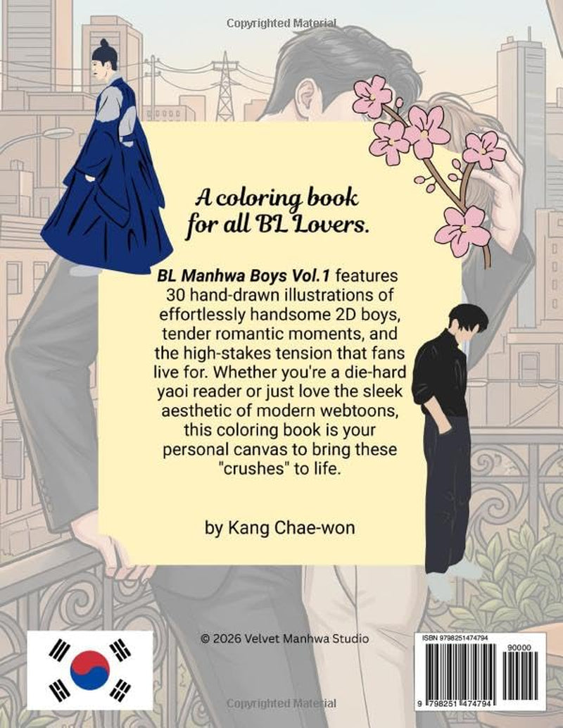 BL Manhwa Boys Vol.1: Yaoi Coloring Book with BL Romantic Tension, Handsome Manhwa Characters & Cute Anime Boys , Relaxing Adult Coloring Book for Yaoi Fans
