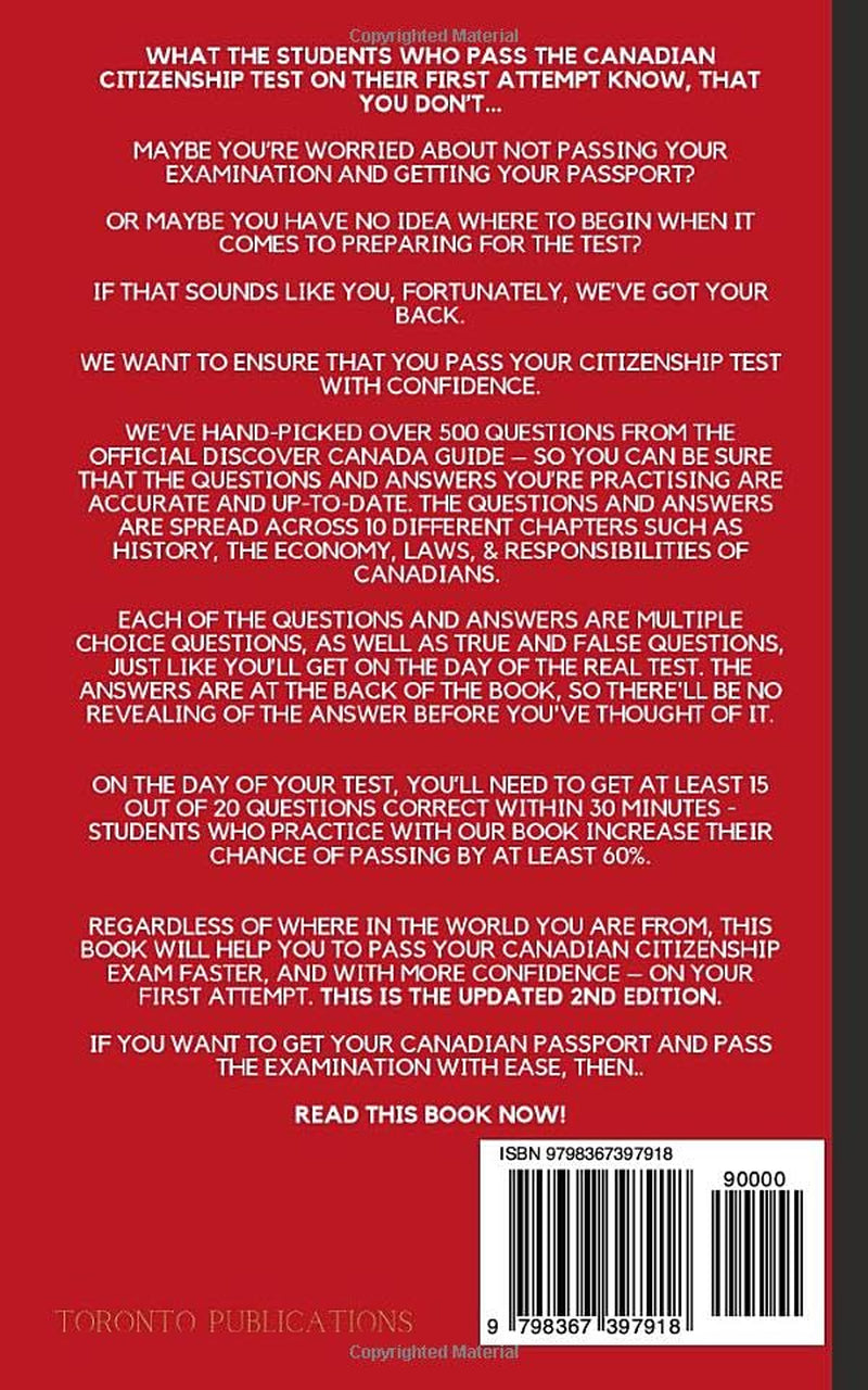 The Canadian Citizenship Test: Study Guide with 500+ Official Style Practice Questions & Answers