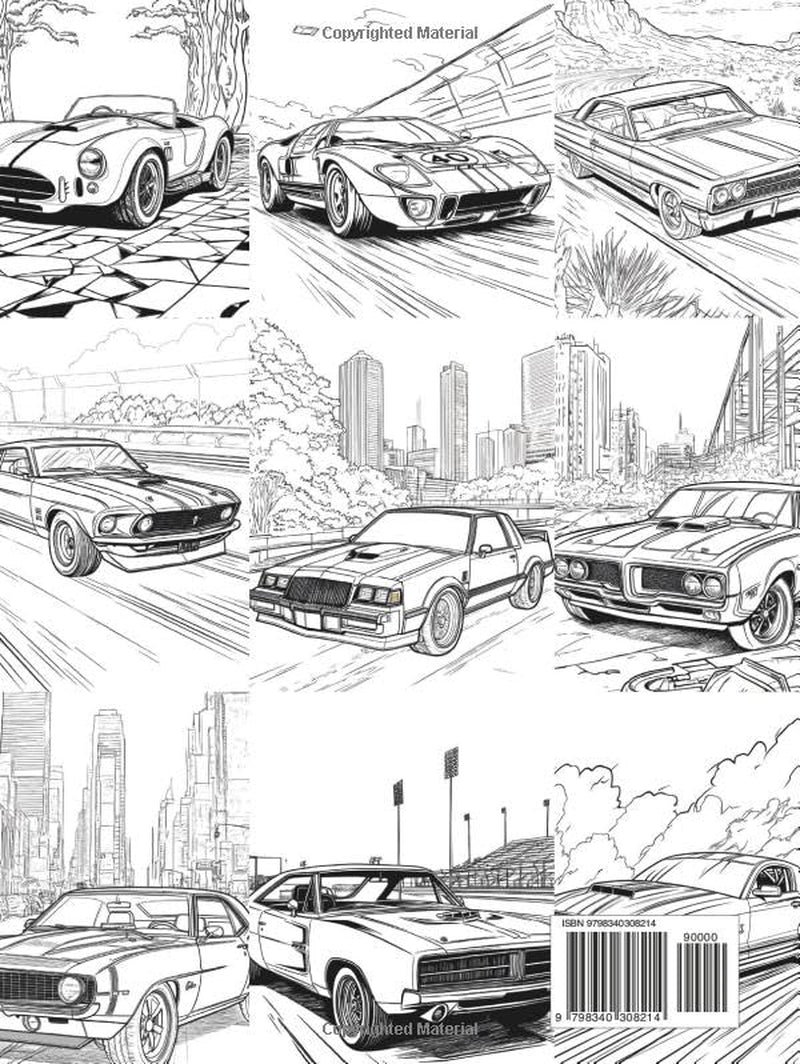 Muscle cars Coloring Book: Exciting automotive adventure with 107 coloring pages for Kids, Teens, Adults & Car Lovers | A Collection of 54 Legendary ... Stress Relief (The Greatest Cars in History)