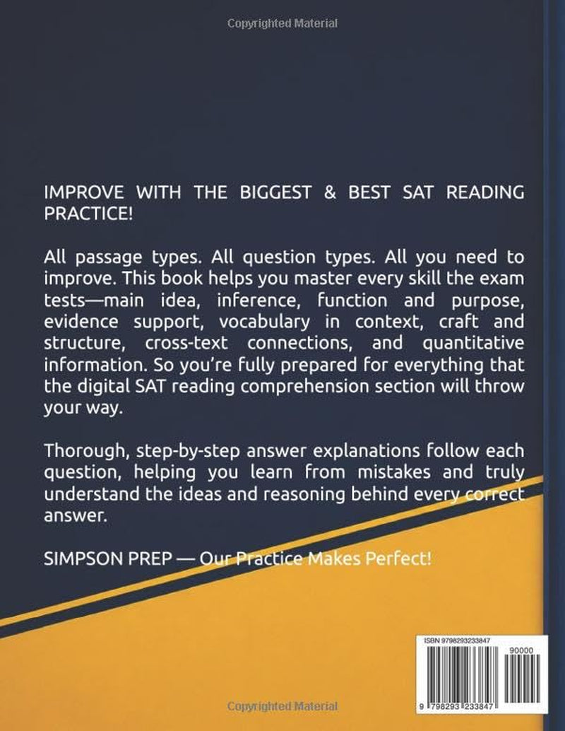 505 Digital SAT Reading Comprehension Practice Questions (Best SAT Prep Workbooks: Complete Practice for the Digital SAT Test)