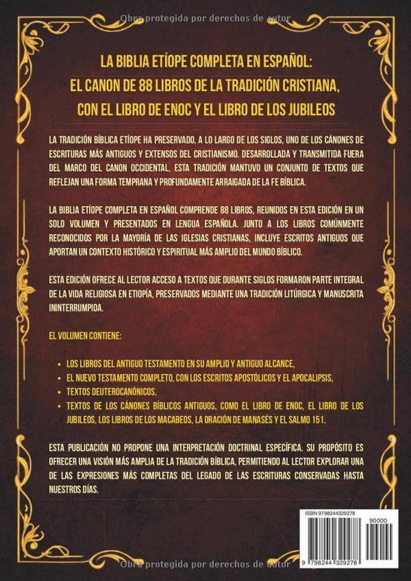 La Biblia Etíope Completa en Español: El Canon de 88 Libros de la Tradición Cristiana, con el Libro de Enoc y el Libro de los Jubileos (Spanish Edition)