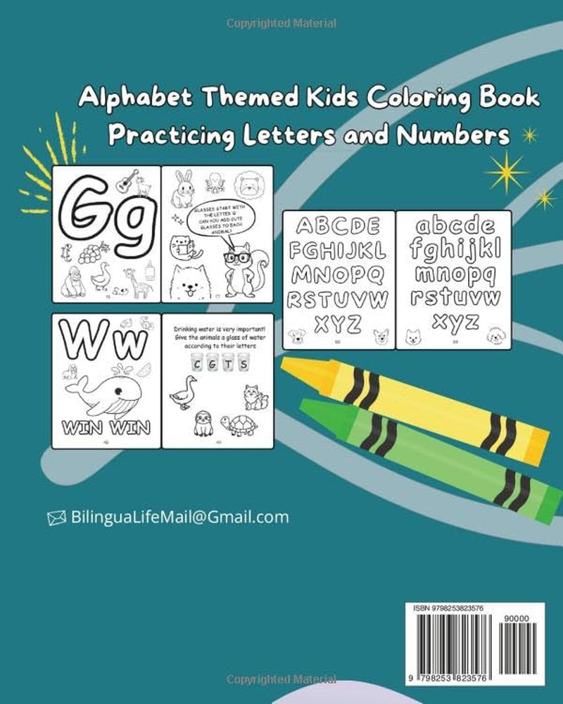 ABCD Ant Bunny Cat Dog Alphabet Themed Kids Coloring Book Practicing Letters and Numbers with Animals | Preschool Fun | 100 Pages