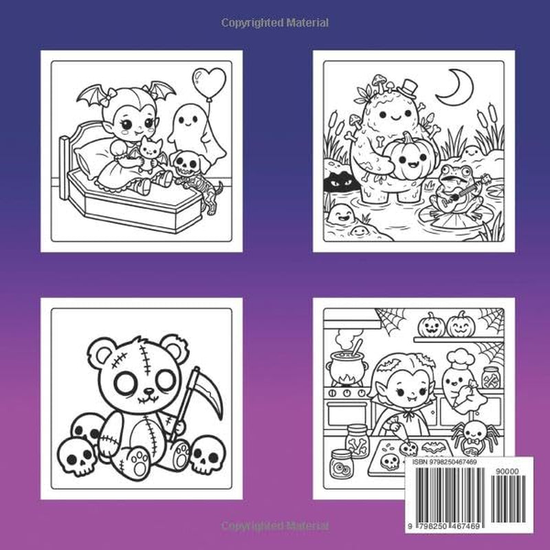 Creepy Kawaii Coloring Book: Cute Adorable Spooky Monsters – Bold and Easy Simple Coloring Pages for Adults and Teens seeking Stress Relief
