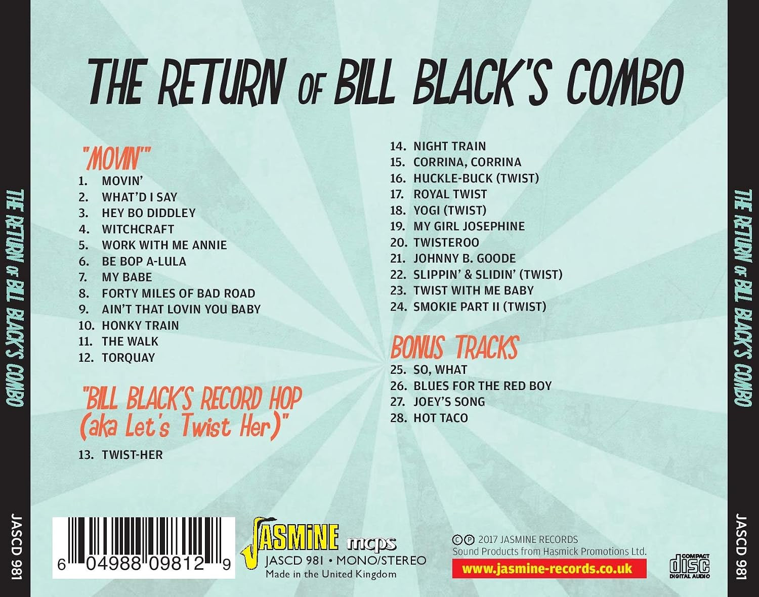 The Return Of Bill Black's Combo - 2 Albums Plus Singles ORIGINAL RECORDINGS REMASTERED