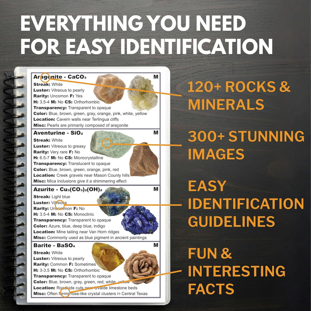 Texas Rocks And Minerals Identification Field Guide | Waterproof | Easily Find & Identify Texas Crystals, Gems, Geodes, and Rocks | Rockhounding Book For Beginners, Kids, & Experts