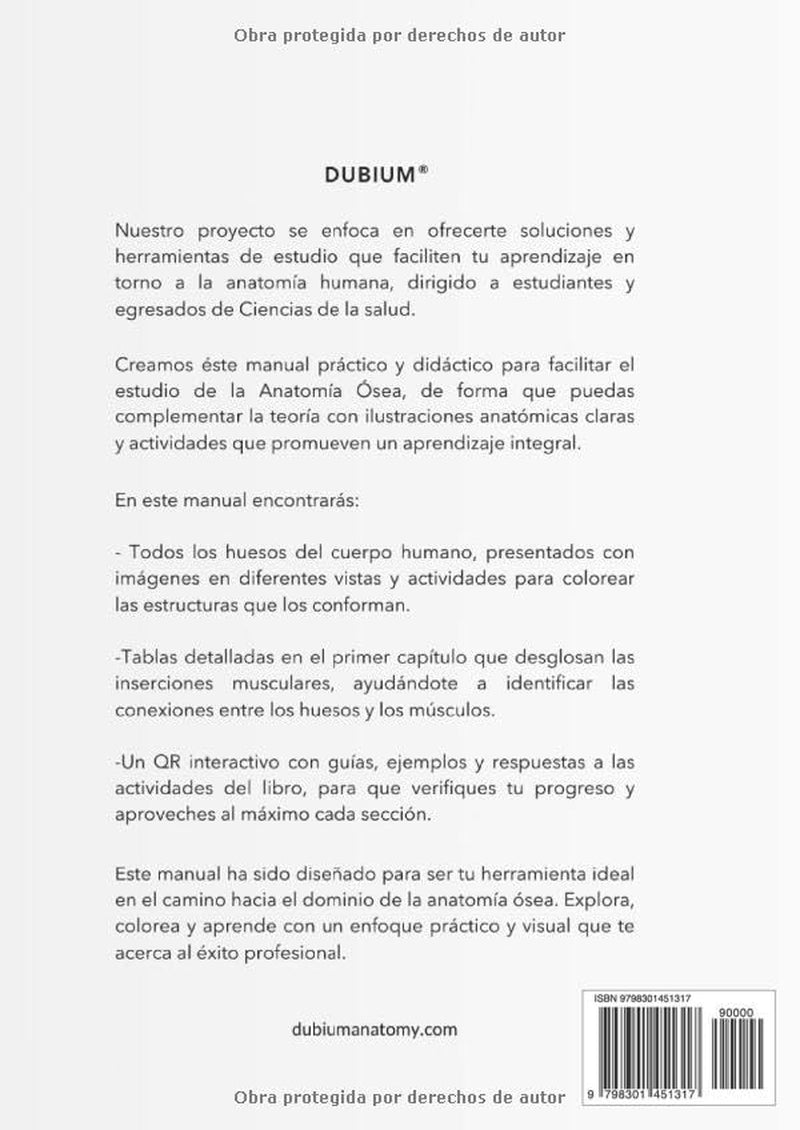 Atlas Óseo Coloring Book: Dubium (Spanish Edition)