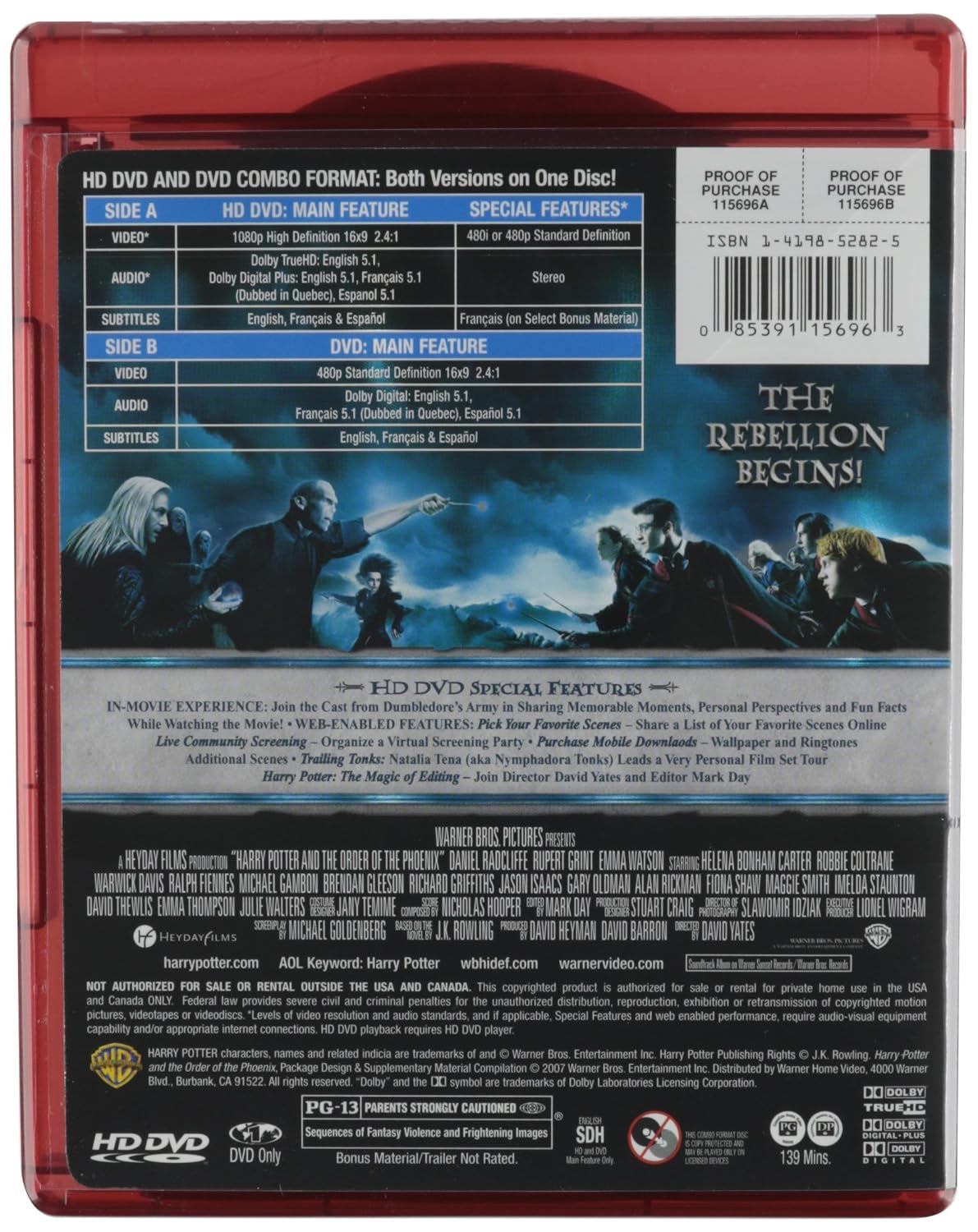 Harry Potter and the Order of the Phoenix (Combo HD DVD and Standard DVD)