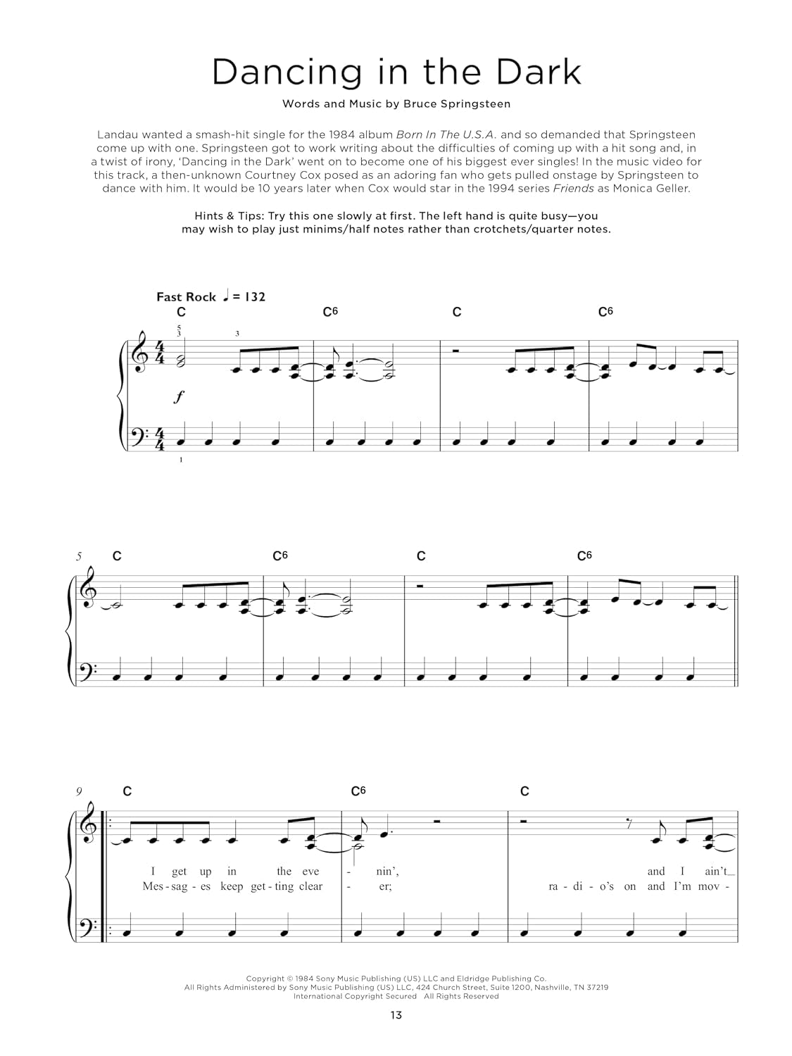 Bruce Springsteen: Really Easy Piano | 16-Song Piano Sheet Music Songbook with Lyrics, Chord Symbols, Right-Hand Melody and Helpful Tips for Playing Classic Bruce Springsteen Rock Songs