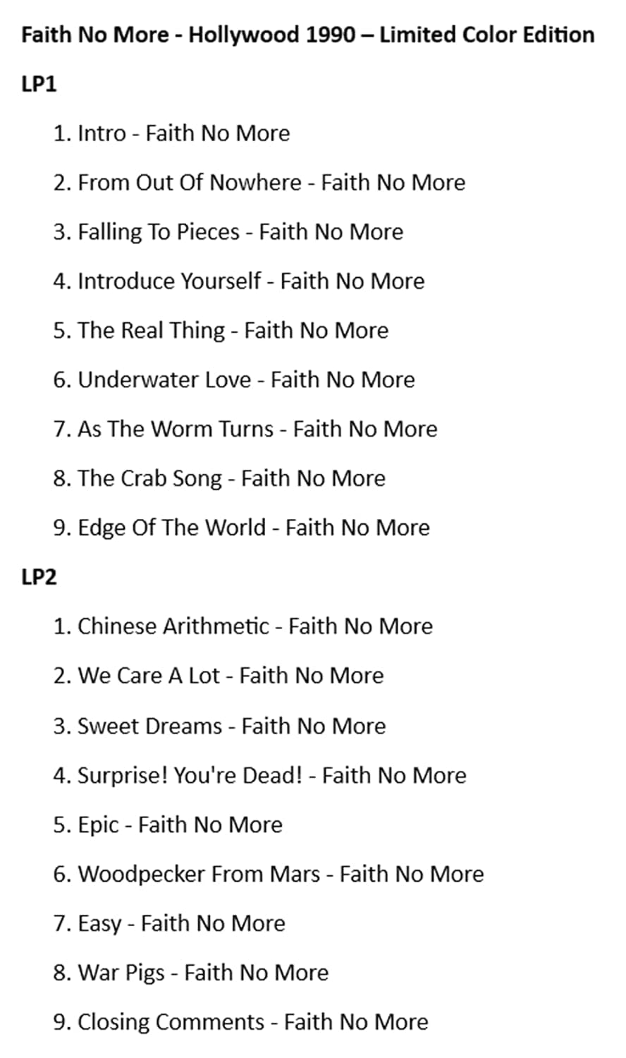Faith No More - Hollywood 1990 – Limited Color Edition