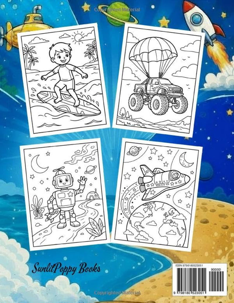 Coloring Book for Boys Ages 4-8: 60 Different and Unique Illustrations
