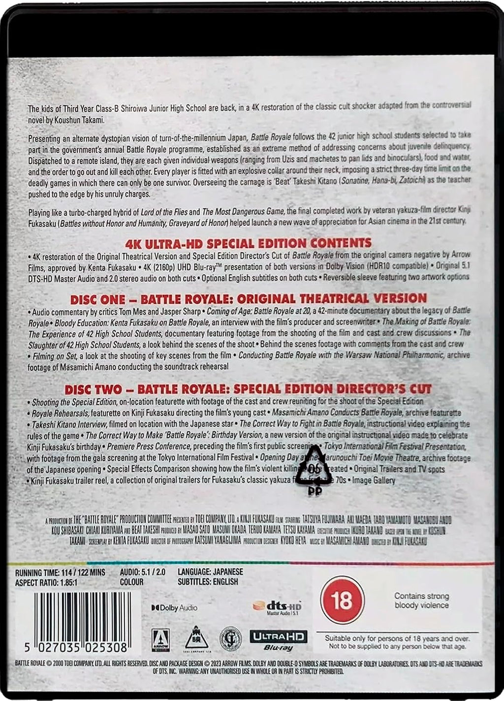 Battle Royale (Special Edition / Reversible Cover / Theatrical & Director's Cut) [4K Ultra HD] [Region Free]