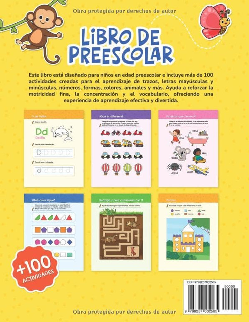 Preschool Workbook for Kids, Ages 3-6 (Spanish Edition): Libro de preescolar para niños de 3 a 6 años: letras, números, colores, formas, animales y más de 100 actividades