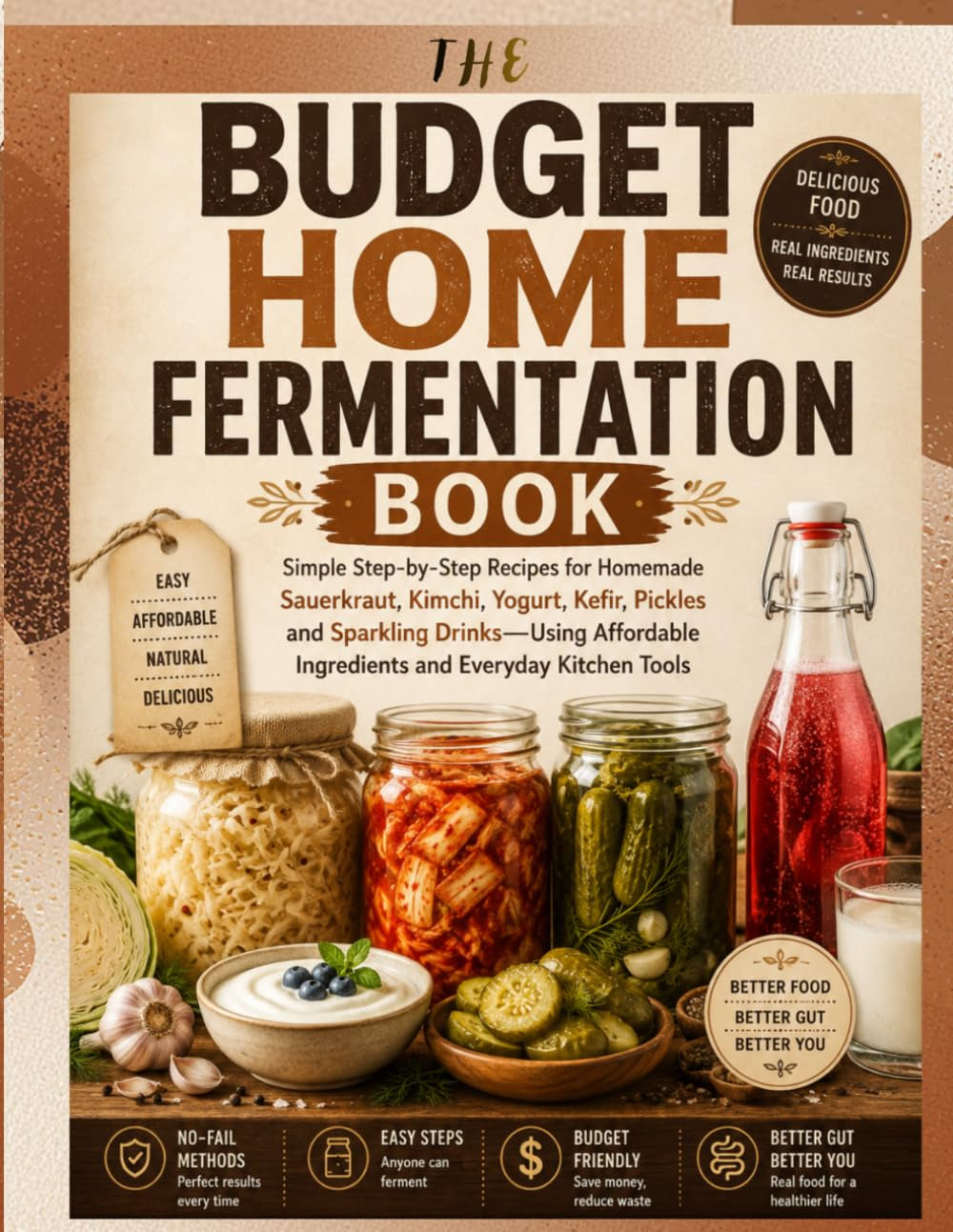 The Budget Home Fermentation Book: Simple Step-by-Step Recipes for Homemade Sauerkraut, Kimchi, Pickles, Yogurt, Kefir and Sparkling Drinks Using Affordable Ingredients and Everyday Kitchen Tools