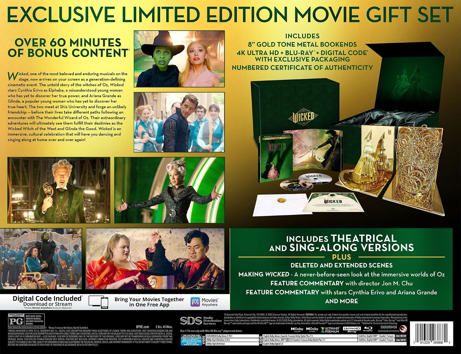 Wicked Exclusive Limited-Edition Giftset with Gold Tone Metal Bookends [4K UHD + Blu-ray + Digital]