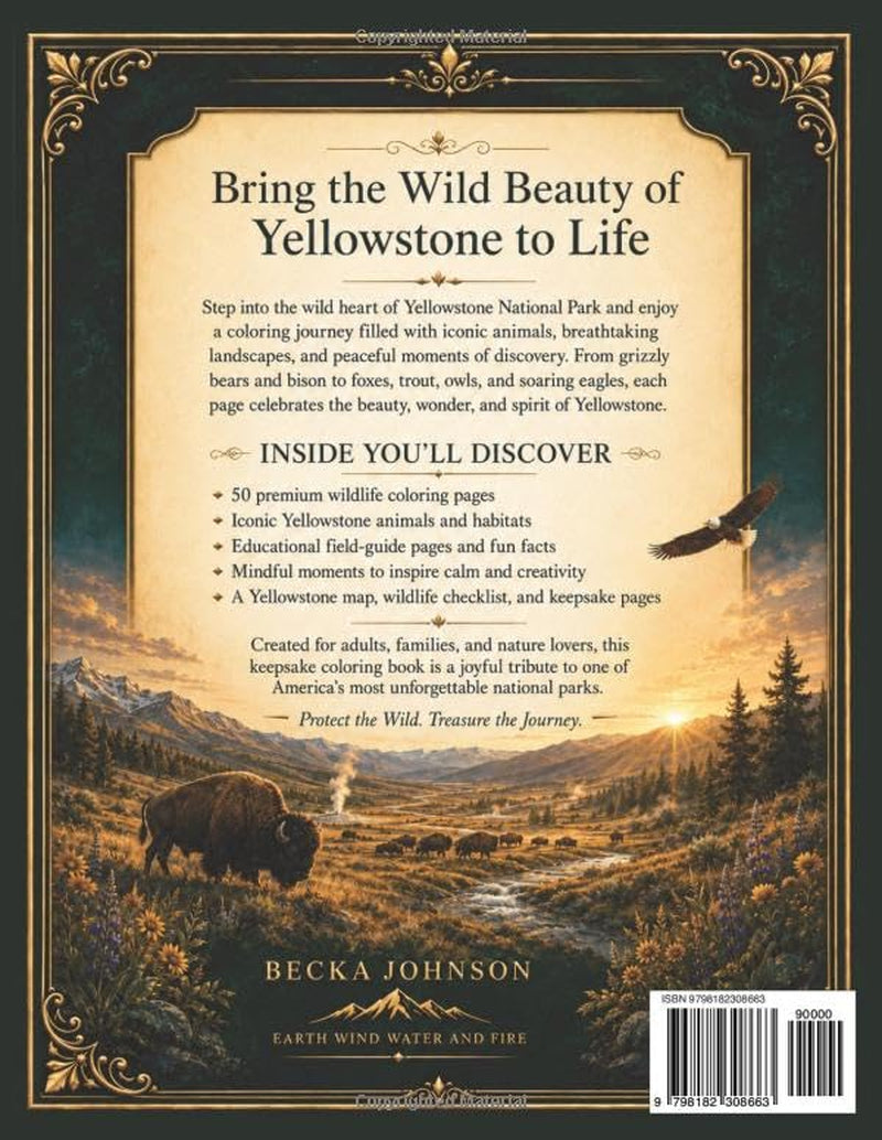 Yellowstone Wildlife Coloring Book: 50 Majestic Wildlife Scenes to Color (National Parks Wildlife Coloring Books)