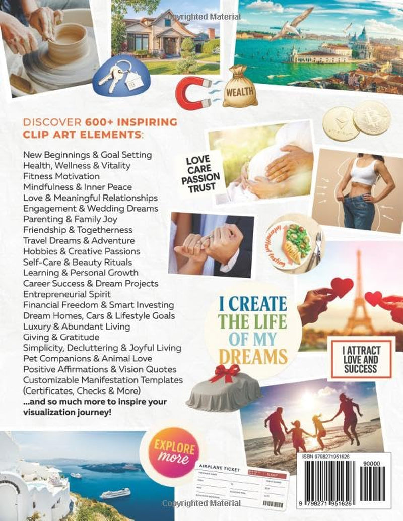 Vision Board Clip Art Book: 600+ Inspiring Images, Powerful Affirmations, Quotes & Words | Visual Supplies for Creating Dream Boards (for Women & Men) (2026 Vision Board Supplies)