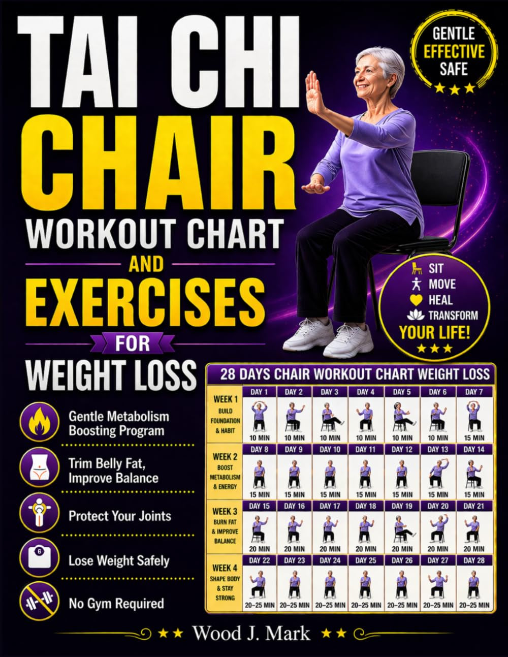 Tai Chi Chair Workout Chart And Exercises for Weight Loss: The Seated Tai Chi Chart & Gentle Metabolism-Boosting Program to Trim Belly Fat, Improve Balance, Protect Your Joints, and Lose Weight