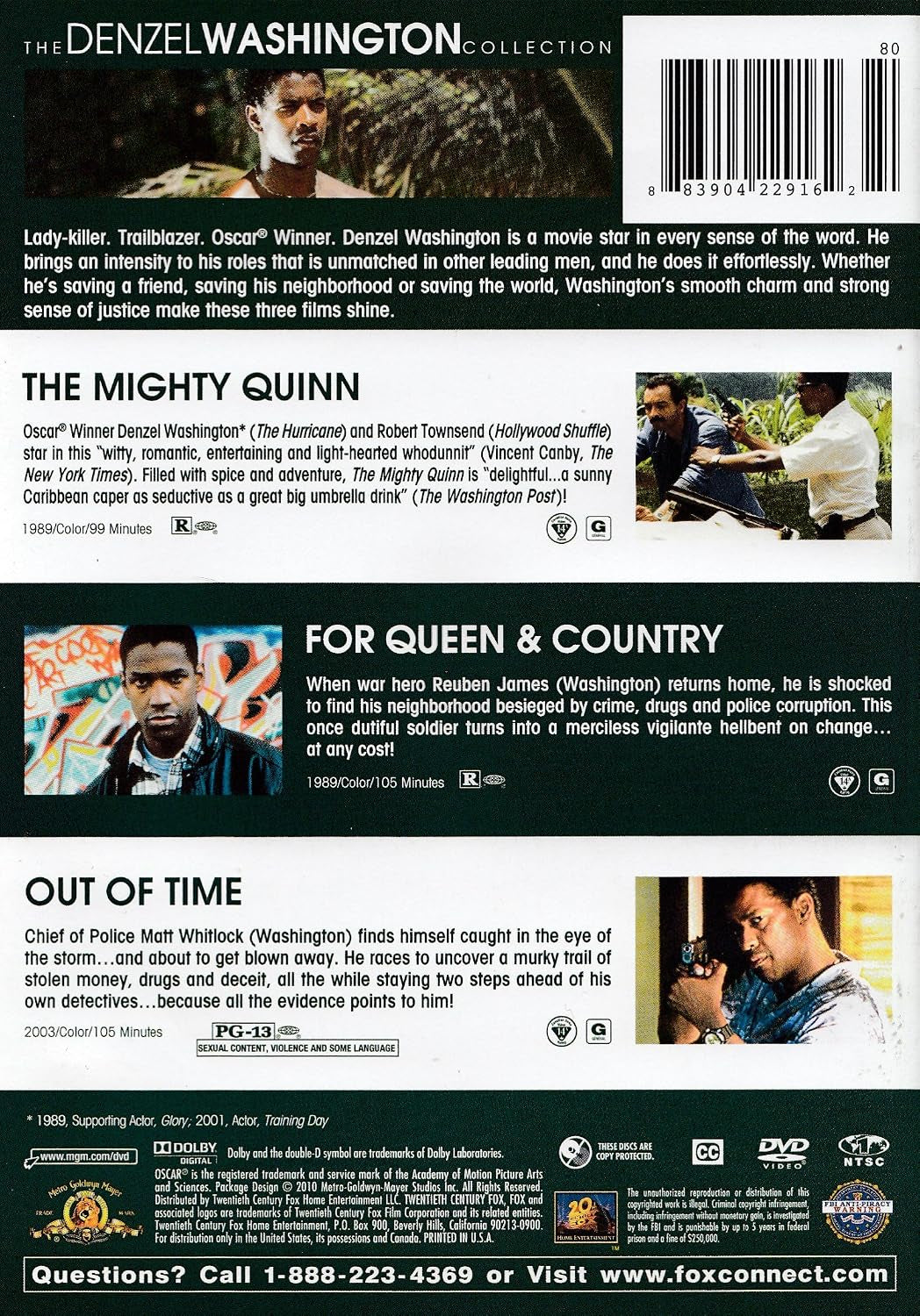 Denzel Washington Triple Feature (The Mighty Quinn / For Queen and Country / Out of Time)