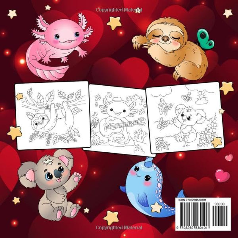 Axolotl, Narwhal, Sloth, and Koala: Fun Coloring Book For Kids Ages 4-8