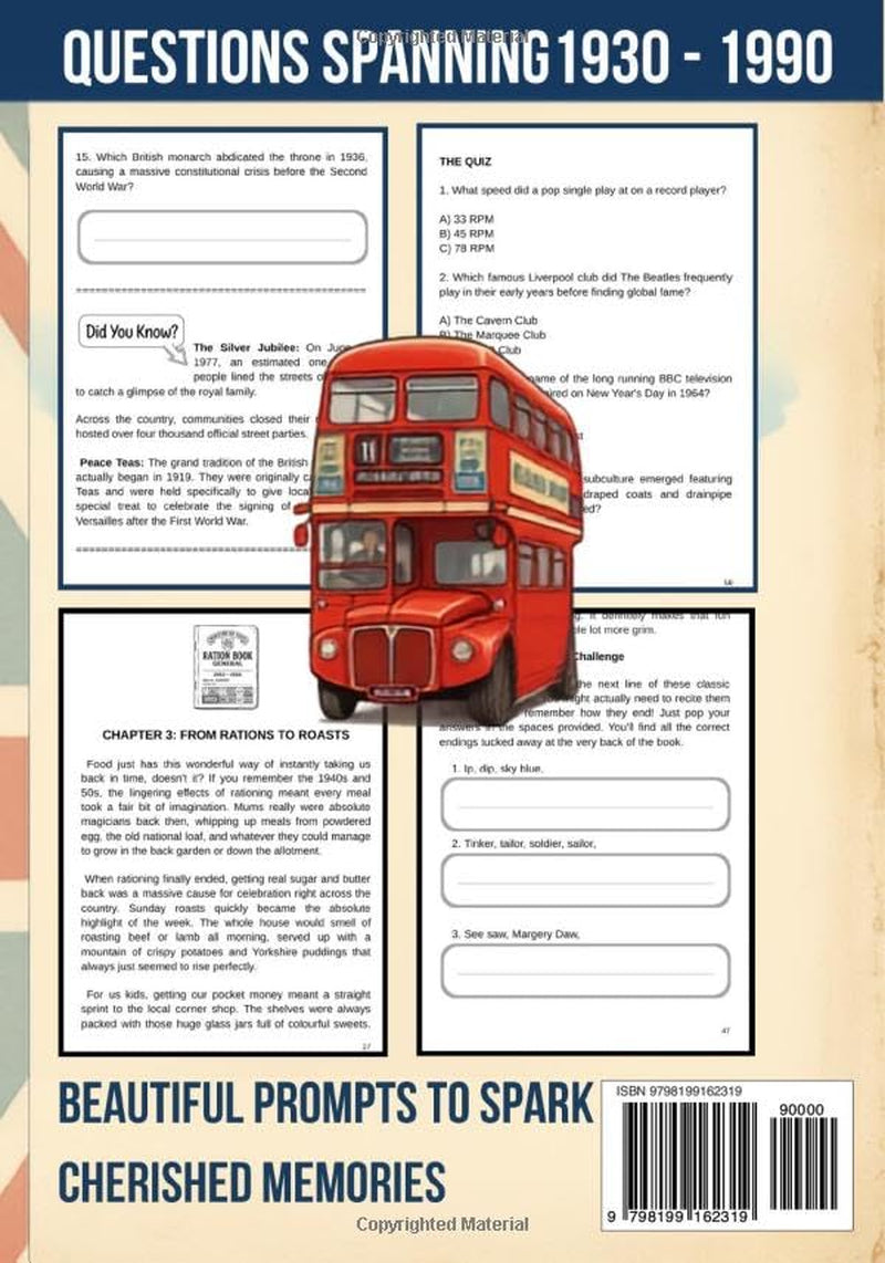 The Super Nostalgic British Trivia Quiz Book: Large Print Memory Activity Gift For Senior Elderly Adults with Quizzes, Prompts for Memories and Games About Life in The UK (British Nostalgia)