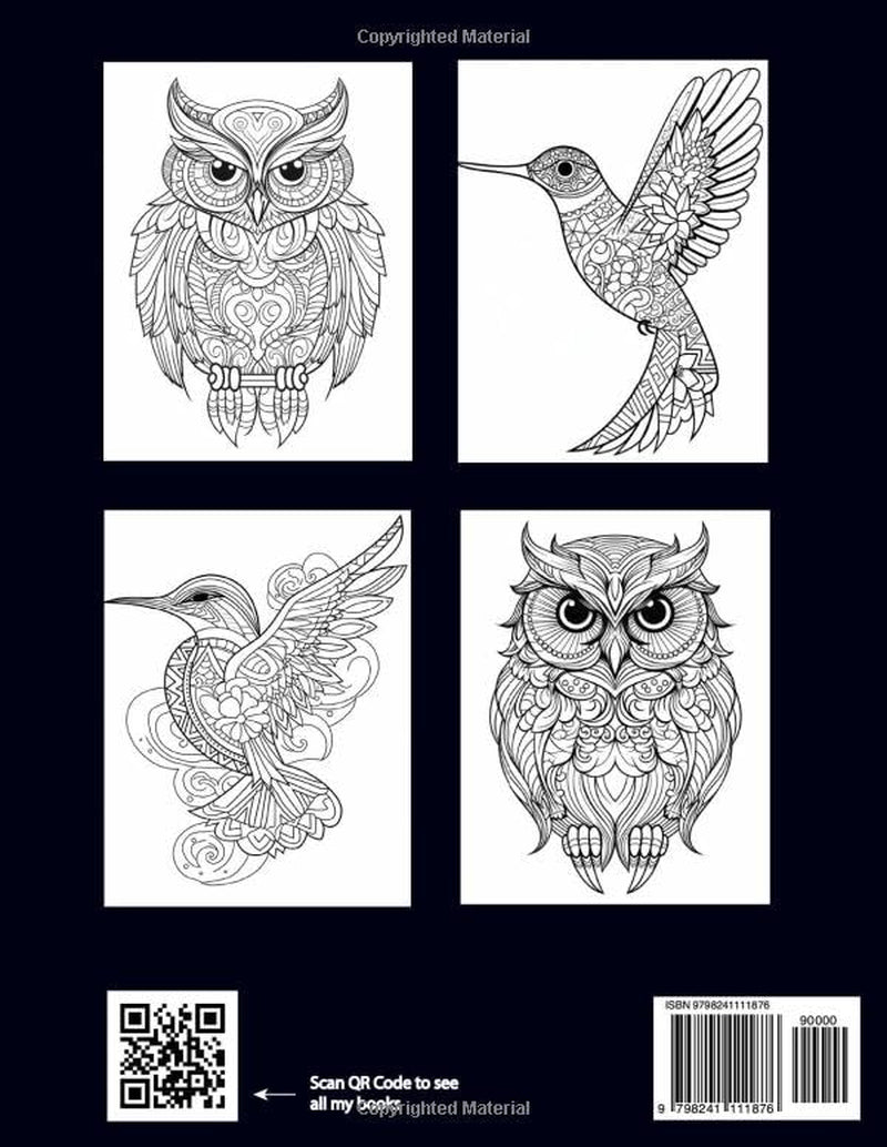 Bird Mandala Coloring Book for Adults: 50 Intricate Owl, Hummingbird, Parrot & Peacock Designs for Relaxation and Stress Relief