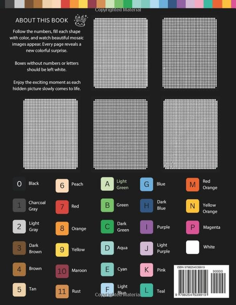100 Color by Number Mosaic Mysteries: A Relaxing Color by Number Book with Square, Circle, Diamond (Rhombus), Fish, and Arch Mosaic Designs (Mosaic Mystery Quest)