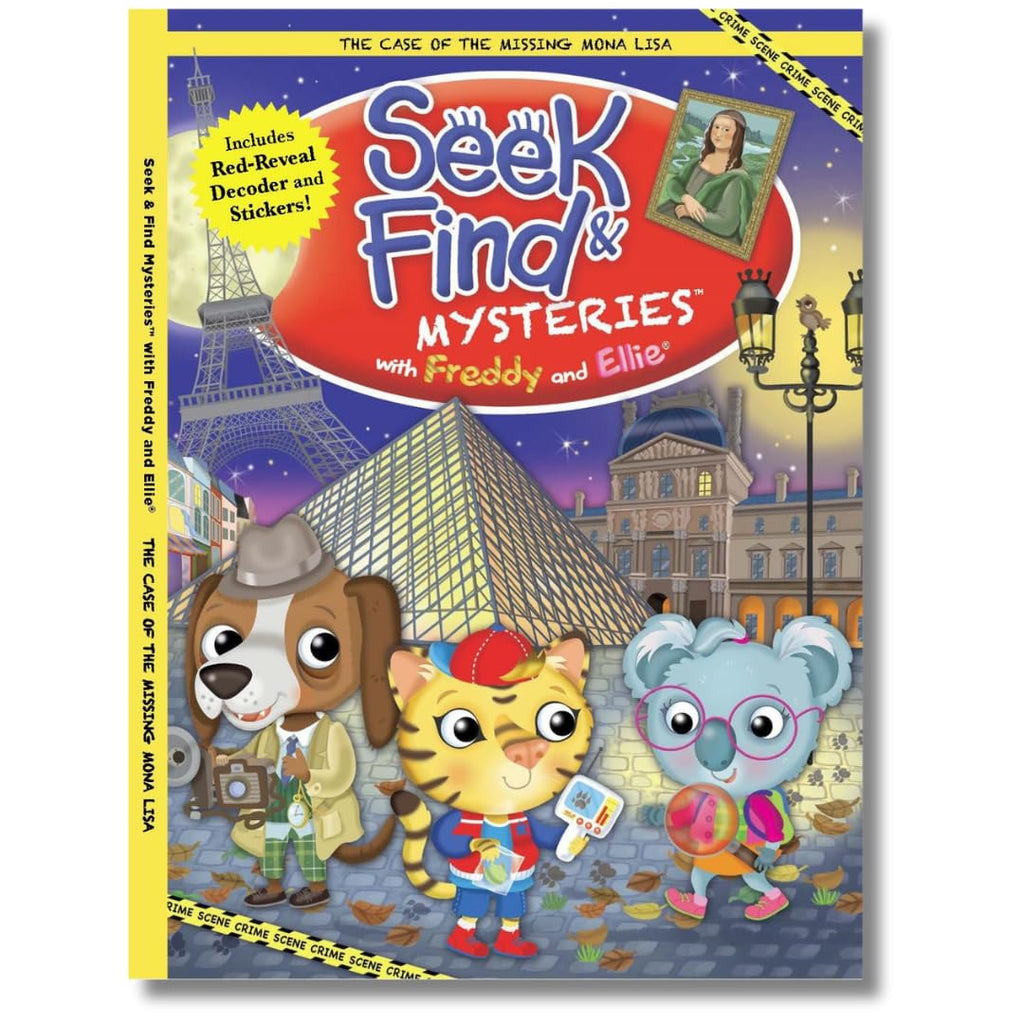 Seek & Find with Freddy and Ellie, 4 Book Set. Includes Dinosaurs, Outer Space, The Case of the Missing Mona Lisa, and The Secret of the Roman Colosseum