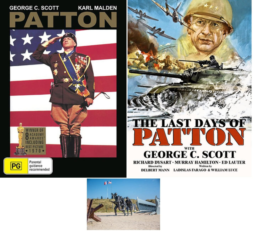 Patton & The Last Days Of Patton DVD 3-Disc Set George C Scott Includes Glossy Print D-Day Monument Art Card