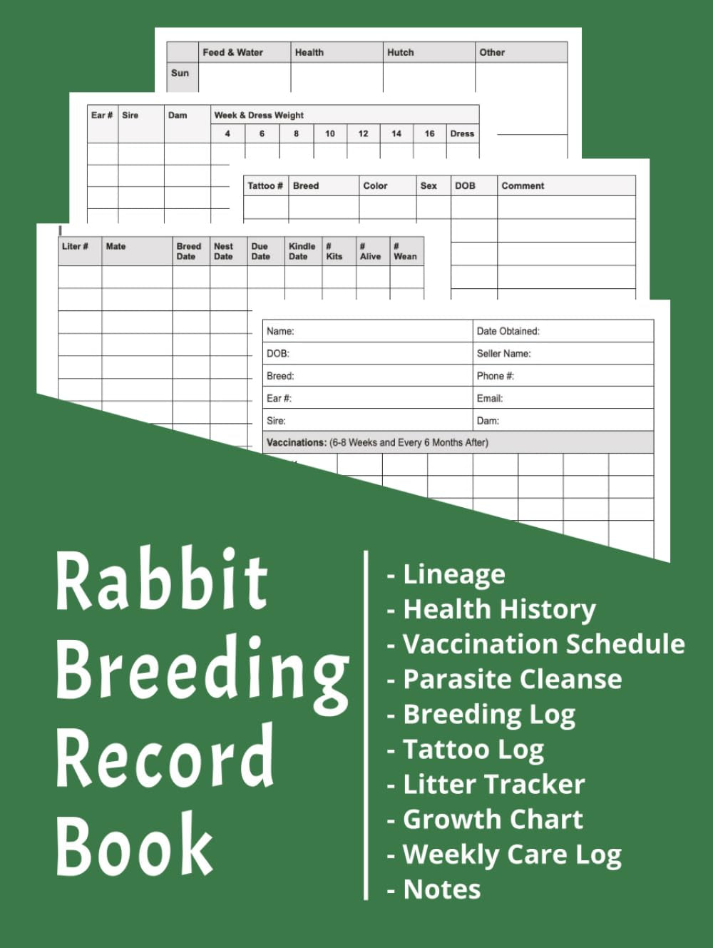 Rabbit Breeding Record Book Designed for Meat Producers & Small-Scale Breeders: Health & Breeding Log Book; Feed, Growth & Weight Tracking; Medical ... Beginner's Guide to Raising Livestock Series)