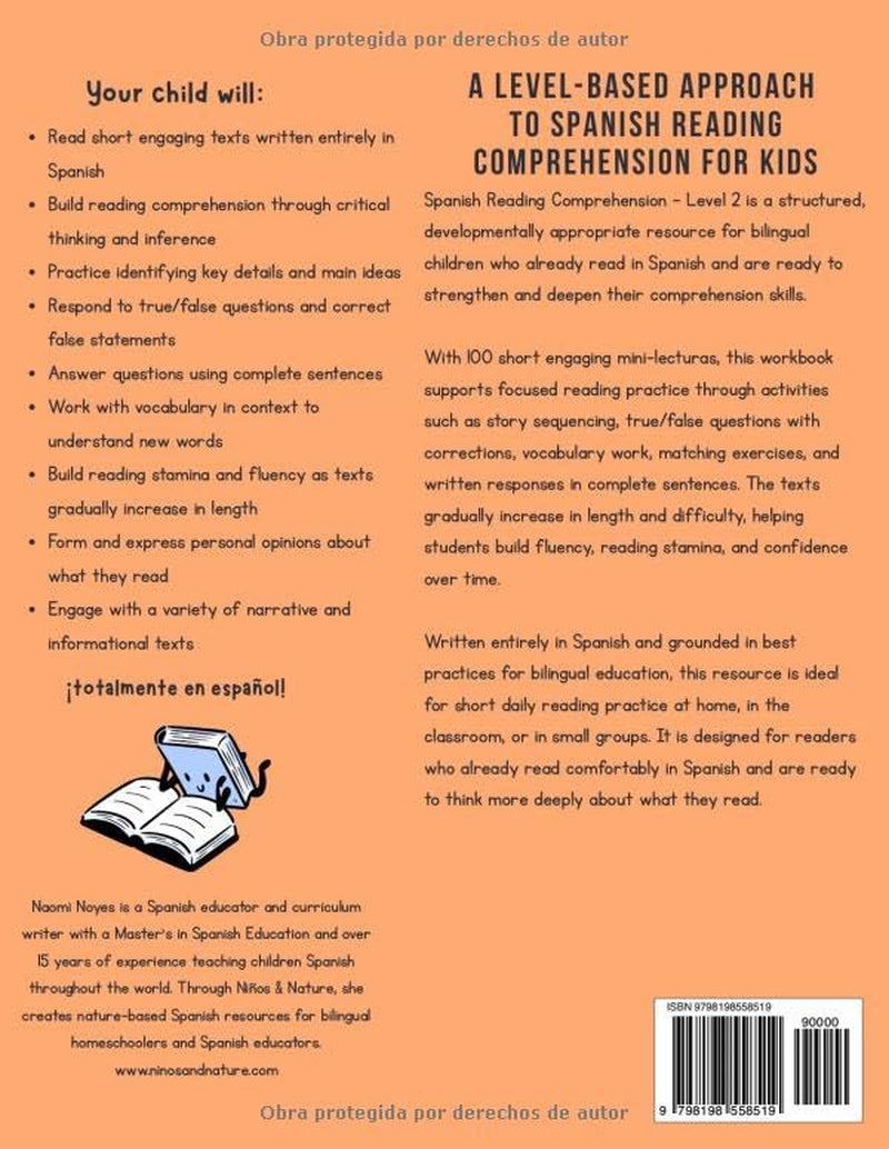 Spanish Reading Comprehension Workbook for Kids – Level 2: 100 Short Stories in Spanish with Comprehension Exercises and 20 Audio Recordings: For ... Reading, Sight Words,) (Spanish Edition)