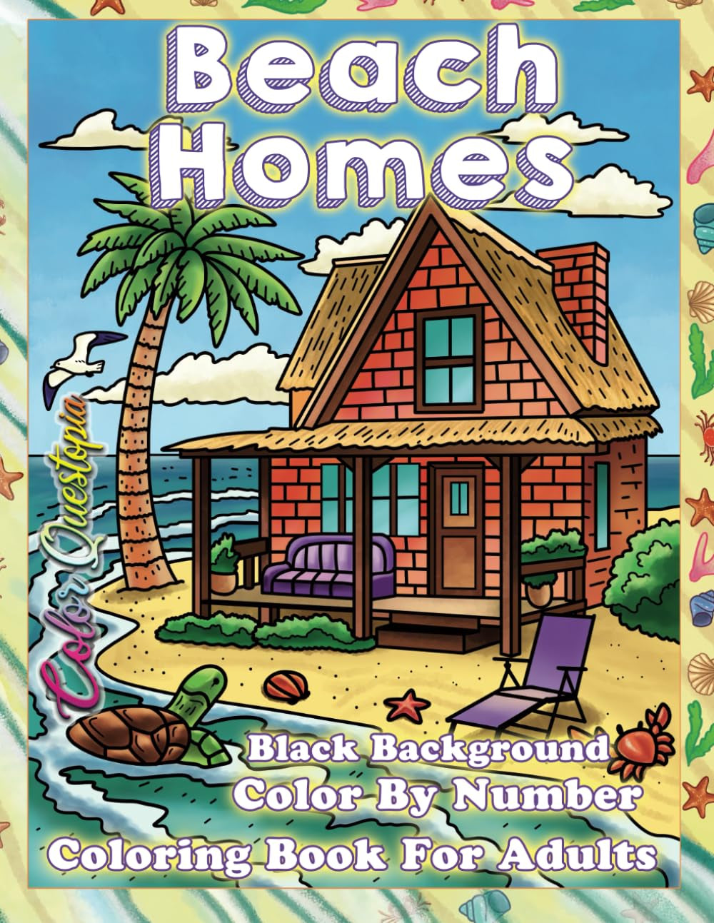Beach Homes Color By Number Coloring Book for Adults BLACK BACKGROUND: Interior and Exterior Design - Calm Island Relaxation (Color By Number For Adults)