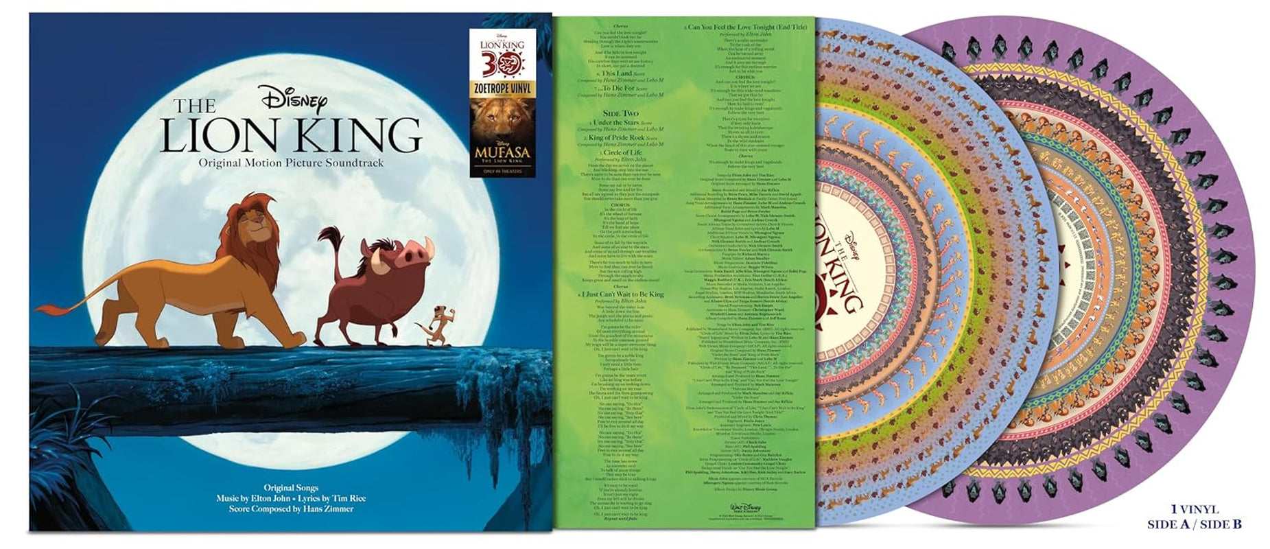 Lion King: 30th Anniversary Original Soundtrack Limited Zoetrope Picture
