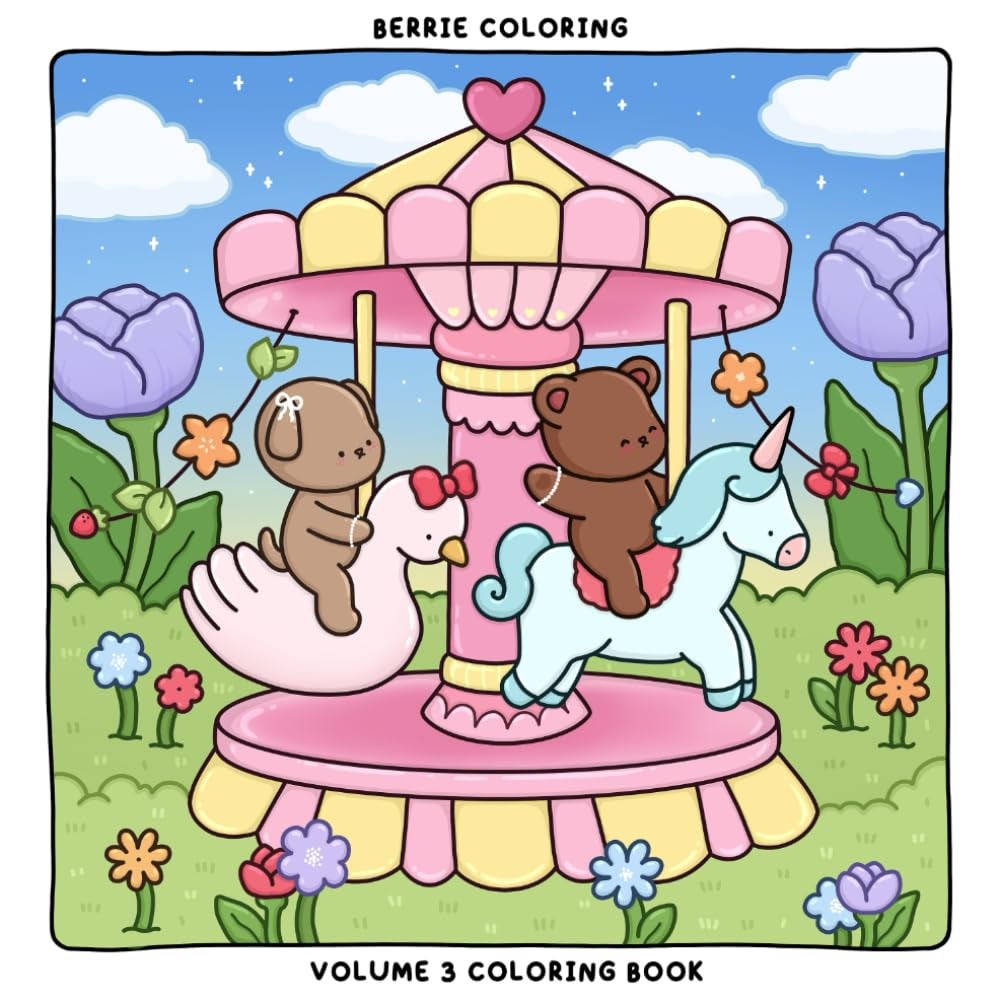 Berrie Coloring Volume 3: Cute and Cozy Coloring Book for Adults & Kids Featuring Easy to Color Animal Illustrations and Adorable Scenes