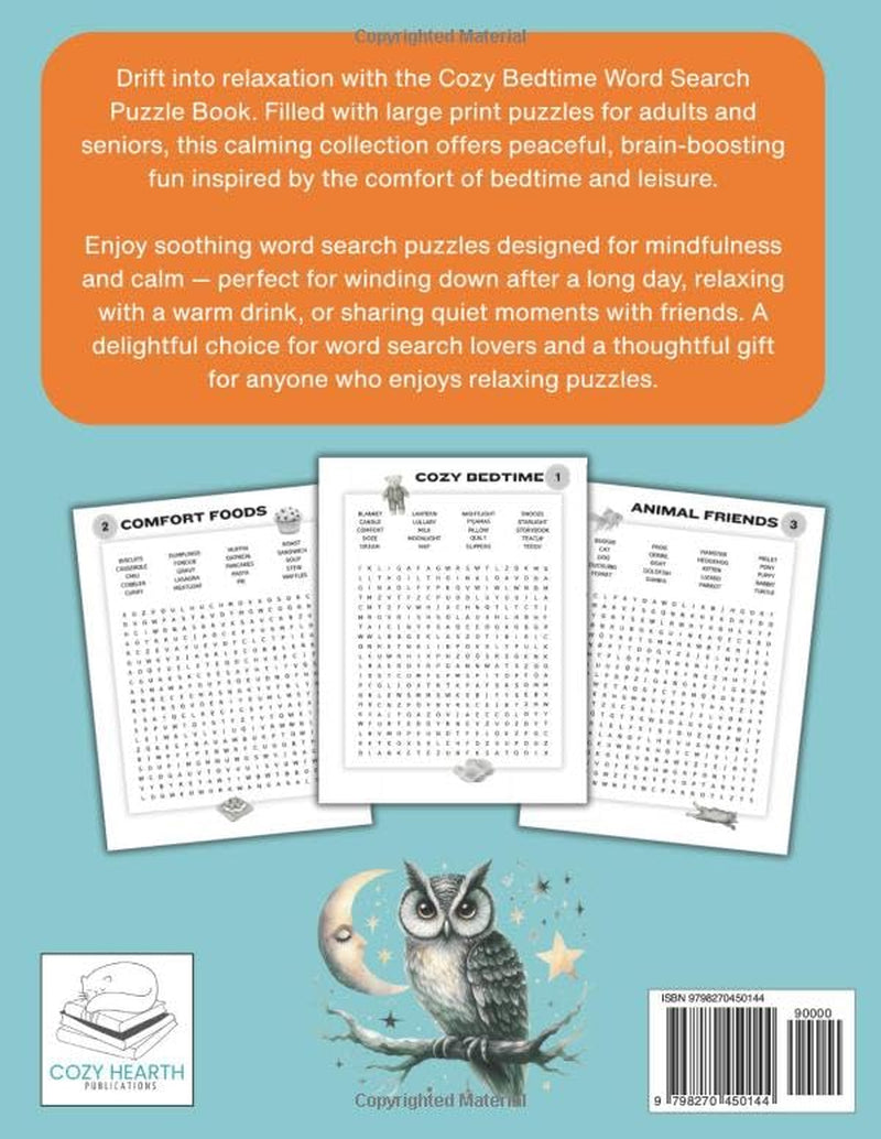 Cozy Bedtime Word Search: A Relaxing Large Print Puzzle Book For Adults & Seniors (Find A Word Books)