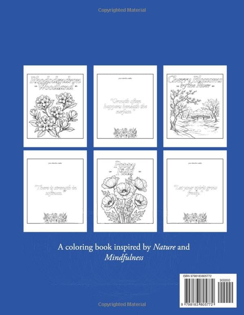 Bloom & Breathe: 52 floral illustrations & quotes for relaxation, mindfulness & creativity: Coloring Book with Inspirational Quotes and Floral Landscapes