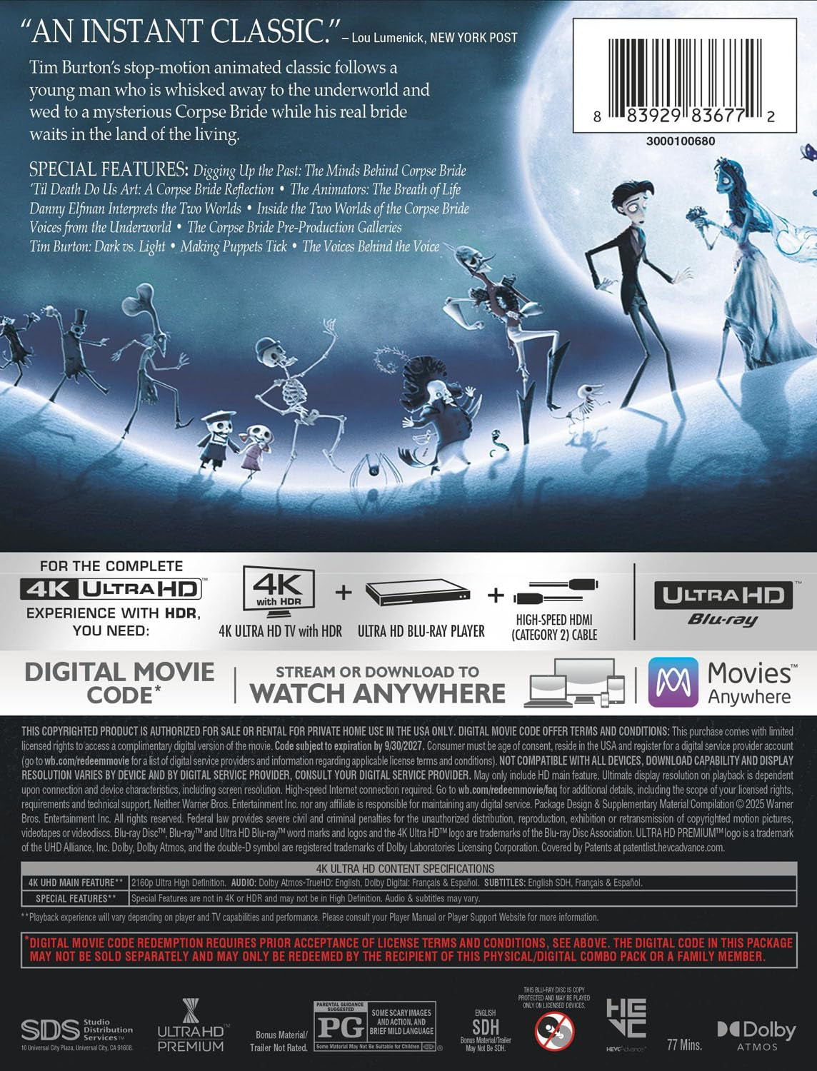 Tim Burton's The Corpse Bride (4K Ultra HD + Digital / Steelbook)