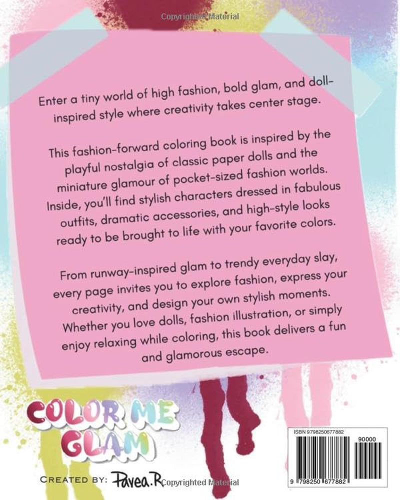 Color Me Glam: Fashion Doll Coloring Book with Glam Outfits, Paper Doll Style Looks, Trendy Fashion Illustrations for Teens and Adults