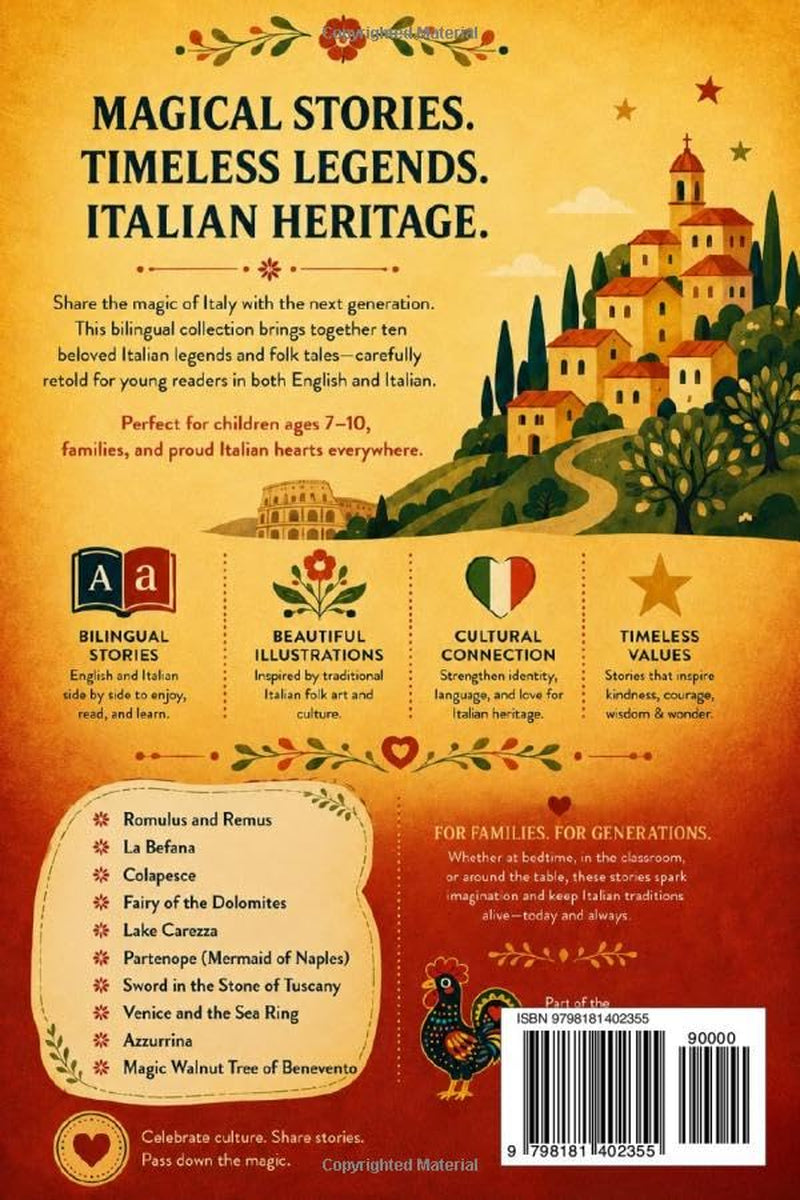 Classic Italian Folk Tales & Legends: Magical Stories and Folk-Art Illustrations for Ages 7–10 in English and Italian (Legends of the World for Kids)