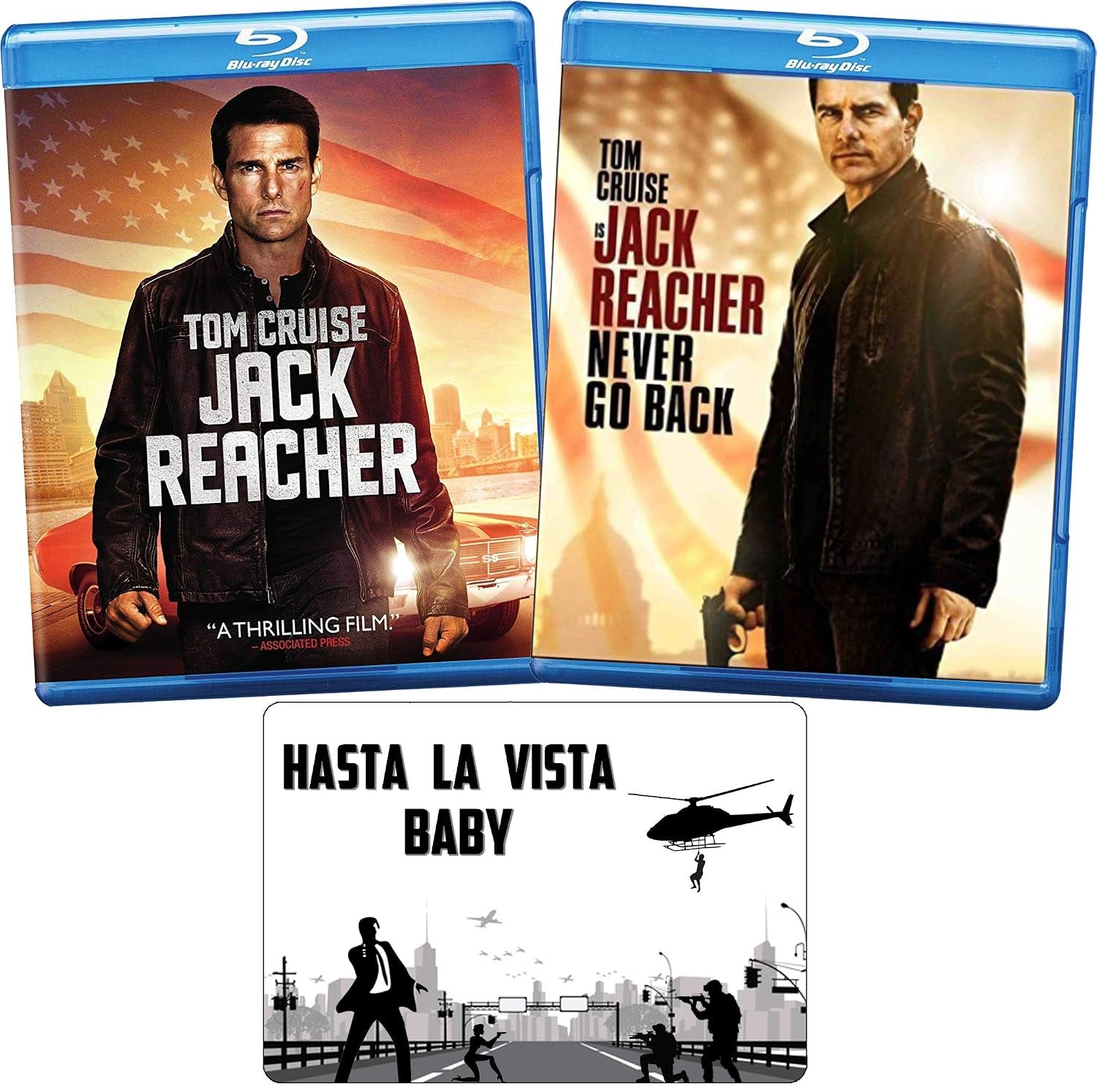 Jack Reacher: Complete Movie Series 1-2 Blu-ray Tom Cruise Collection with Bonus Art Card (Original and Never Go Back)