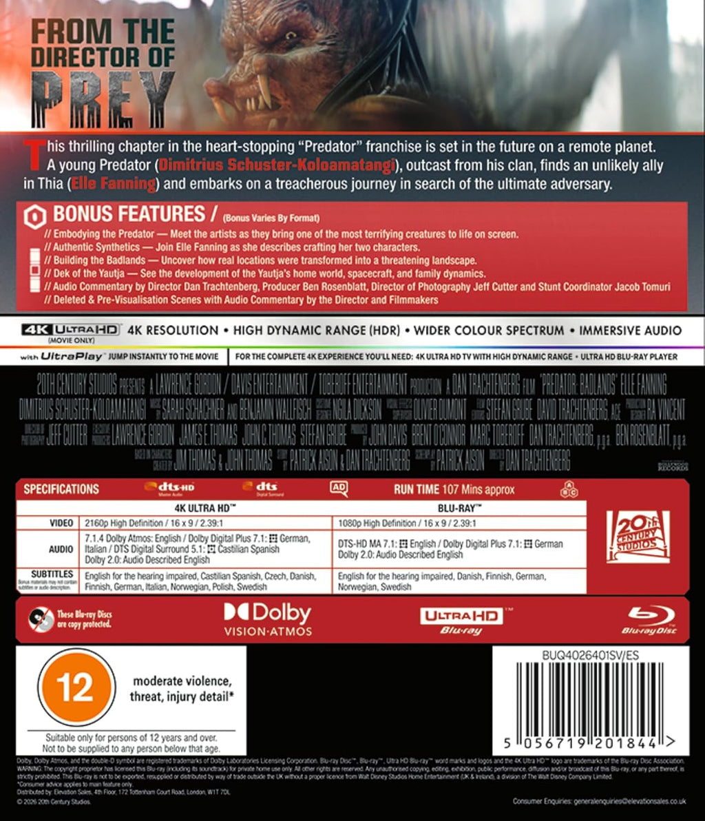 Predator Badlands 4K Ultra HD [Region Free]