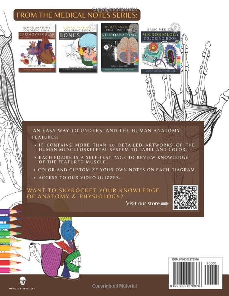 Human Anatomy Coloring Book: Muscles. Medical Notes | Detailed Musculoskeletal Illustrations |: Musculoskeletal Anatomy and Physiology Coloring Study Workbook.