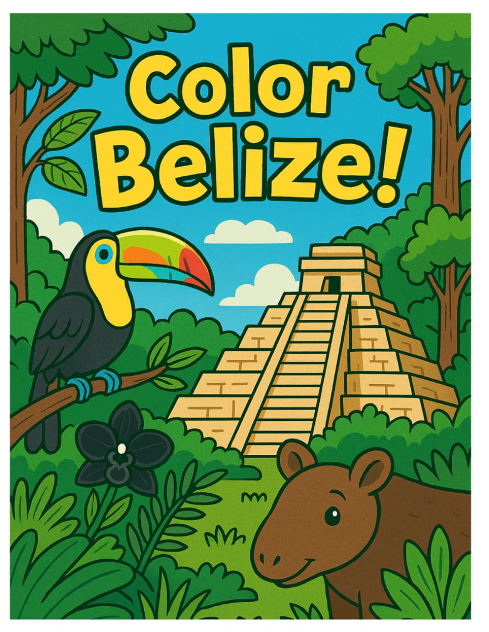 Color Belize! for Kids, Teens and Adults (with Fun Facts): An Engaging and Educational Coloring Book Featuring Belizean Plants, Animals, Birds, and Landmarks.